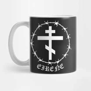 Eastern Orthodox Cross Peace Eirene Barbed Wire Metal Hardcore Punk Mug